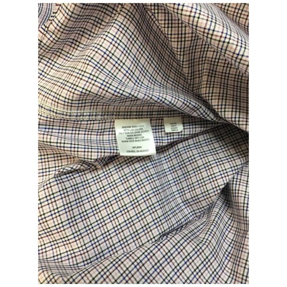 Tasso Elba Men’s Button Down Plaid 100% Cotton Long Sleeve Pocket Purple L - Picture 9 of 10